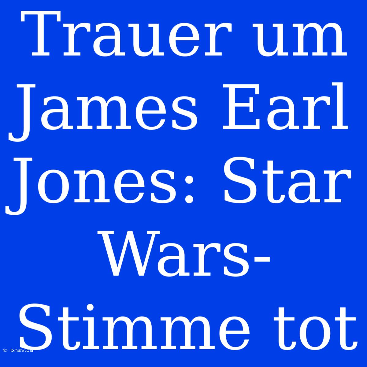 Trauer Um James Earl Jones: Star Wars-Stimme Tot