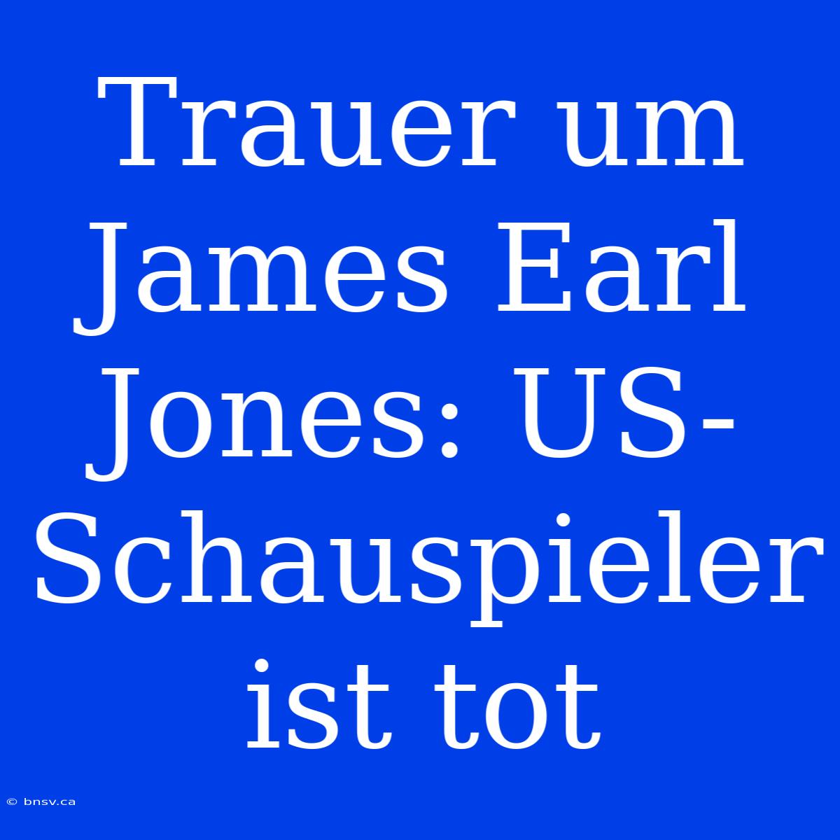 Trauer Um James Earl Jones: US-Schauspieler Ist Tot