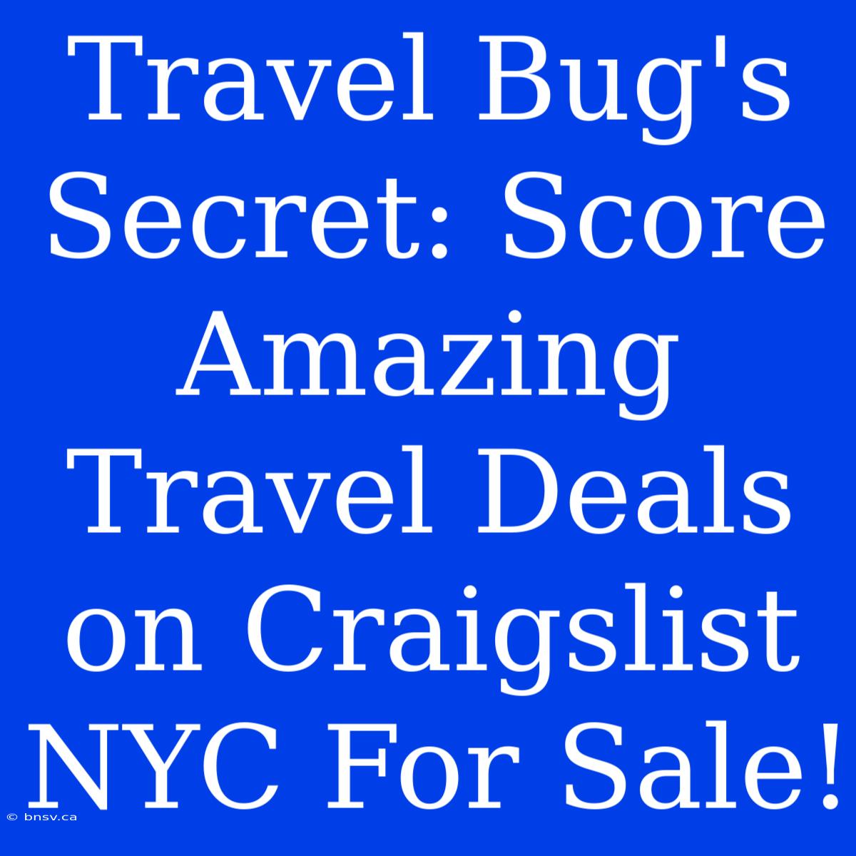 Travel Bug's Secret: Score Amazing Travel Deals On Craigslist NYC For Sale!