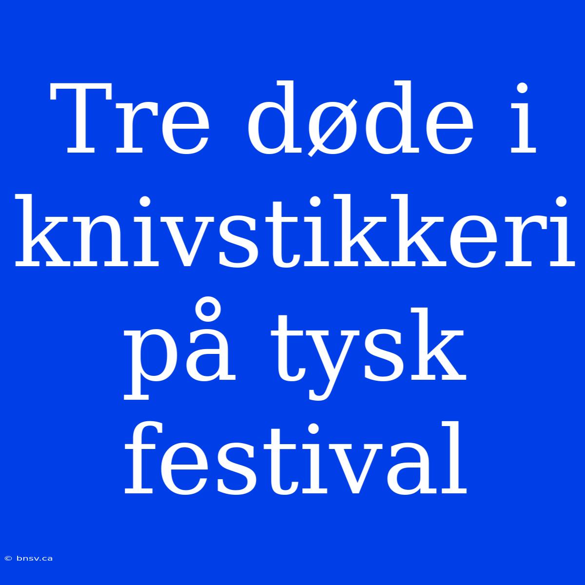 Tre Døde I Knivstikkeri På Tysk Festival