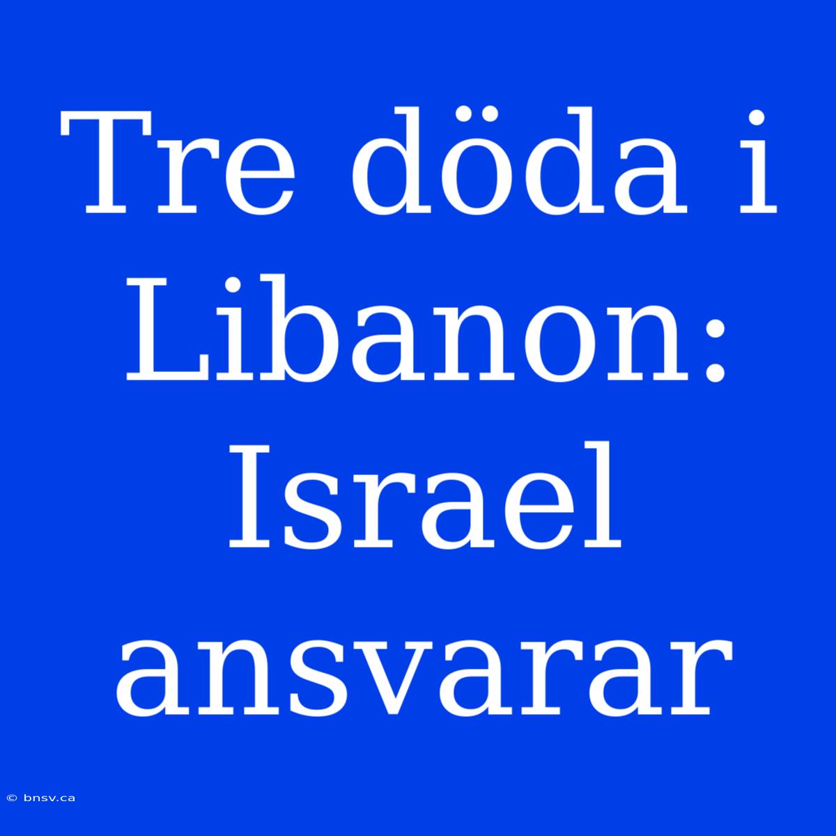 Tre Döda I Libanon: Israel Ansvarar