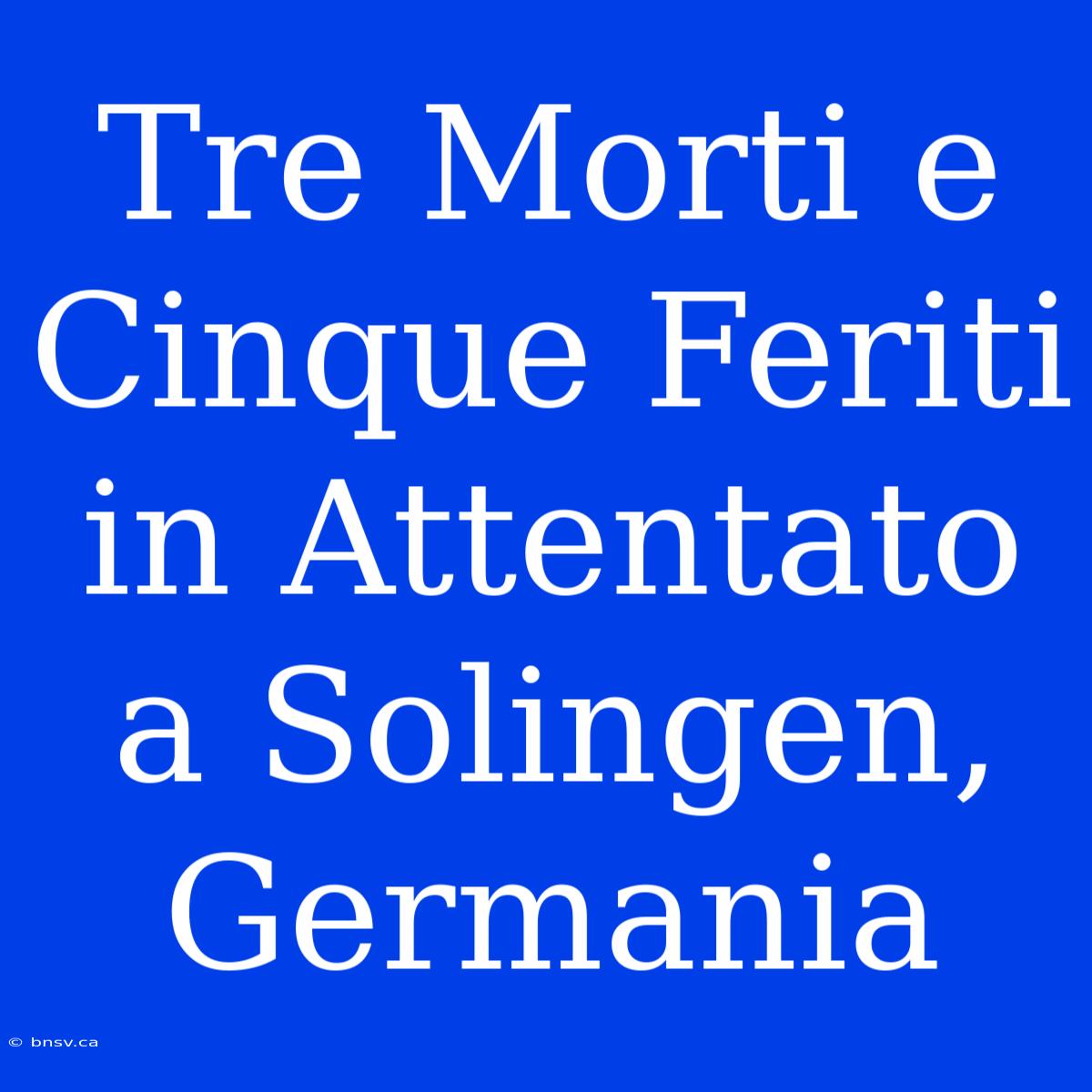 Tre Morti E Cinque Feriti In Attentato A Solingen, Germania