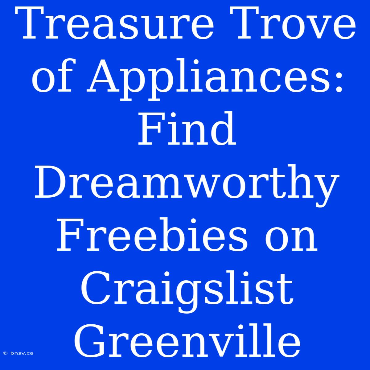 Treasure Trove Of Appliances: Find Dreamworthy Freebies On Craigslist Greenville