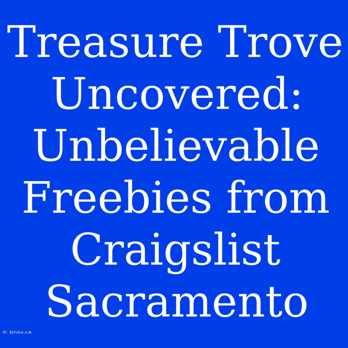 Treasure Trove Uncovered: Unbelievable Freebies From Craigslist Sacramento