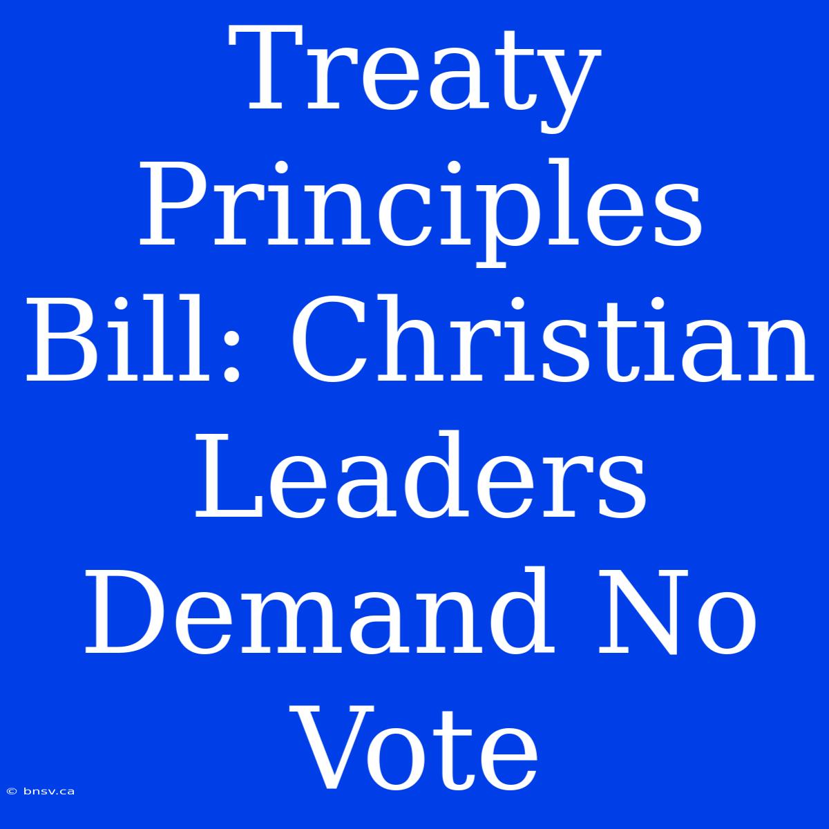 Treaty Principles Bill: Christian Leaders Demand No Vote