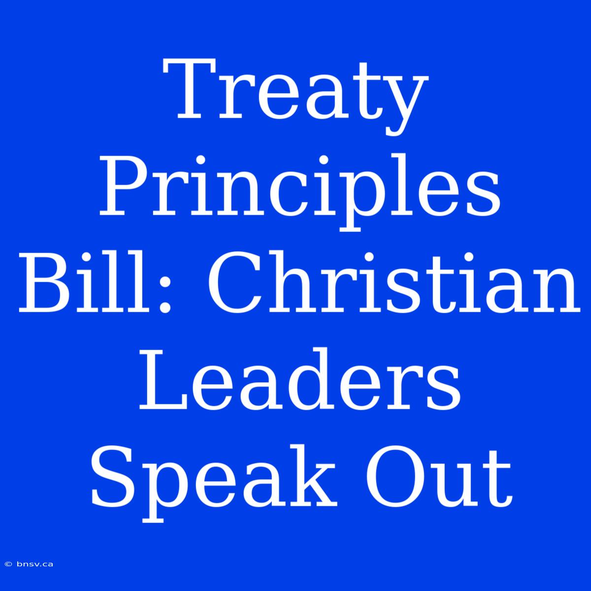 Treaty Principles Bill: Christian Leaders Speak Out