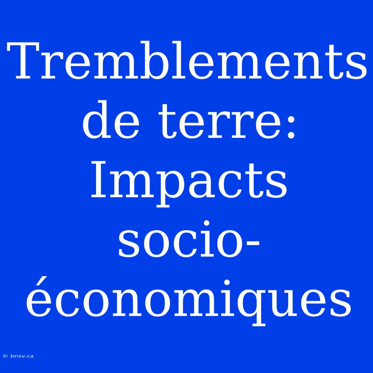 Tremblements De Terre: Impacts Socio-économiques