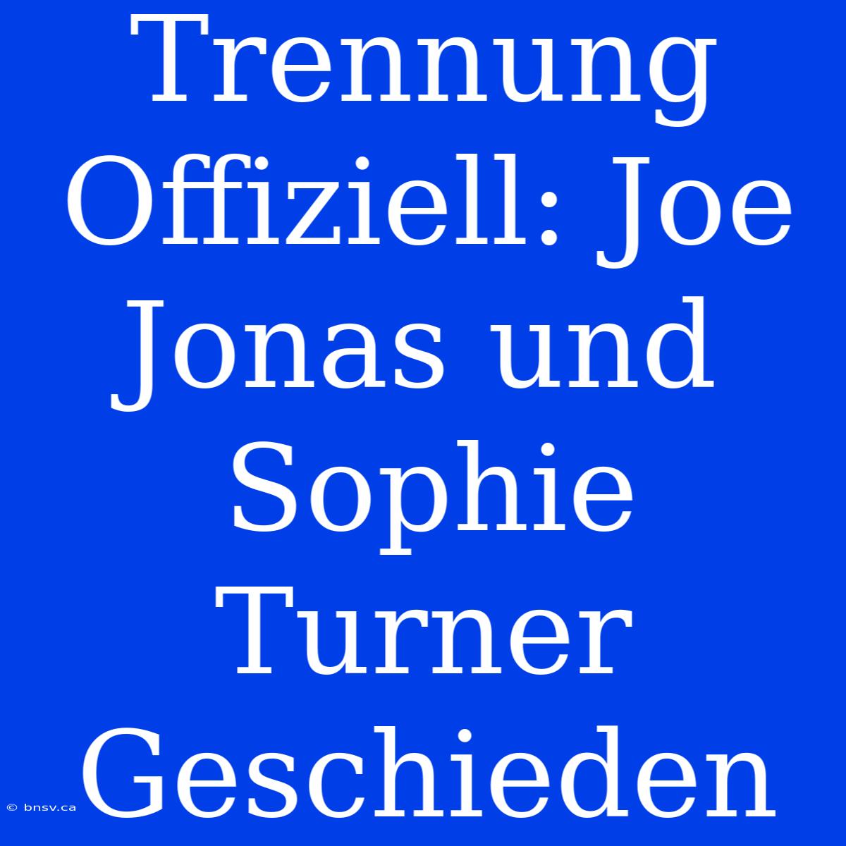 Trennung Offiziell: Joe Jonas Und Sophie Turner Geschieden