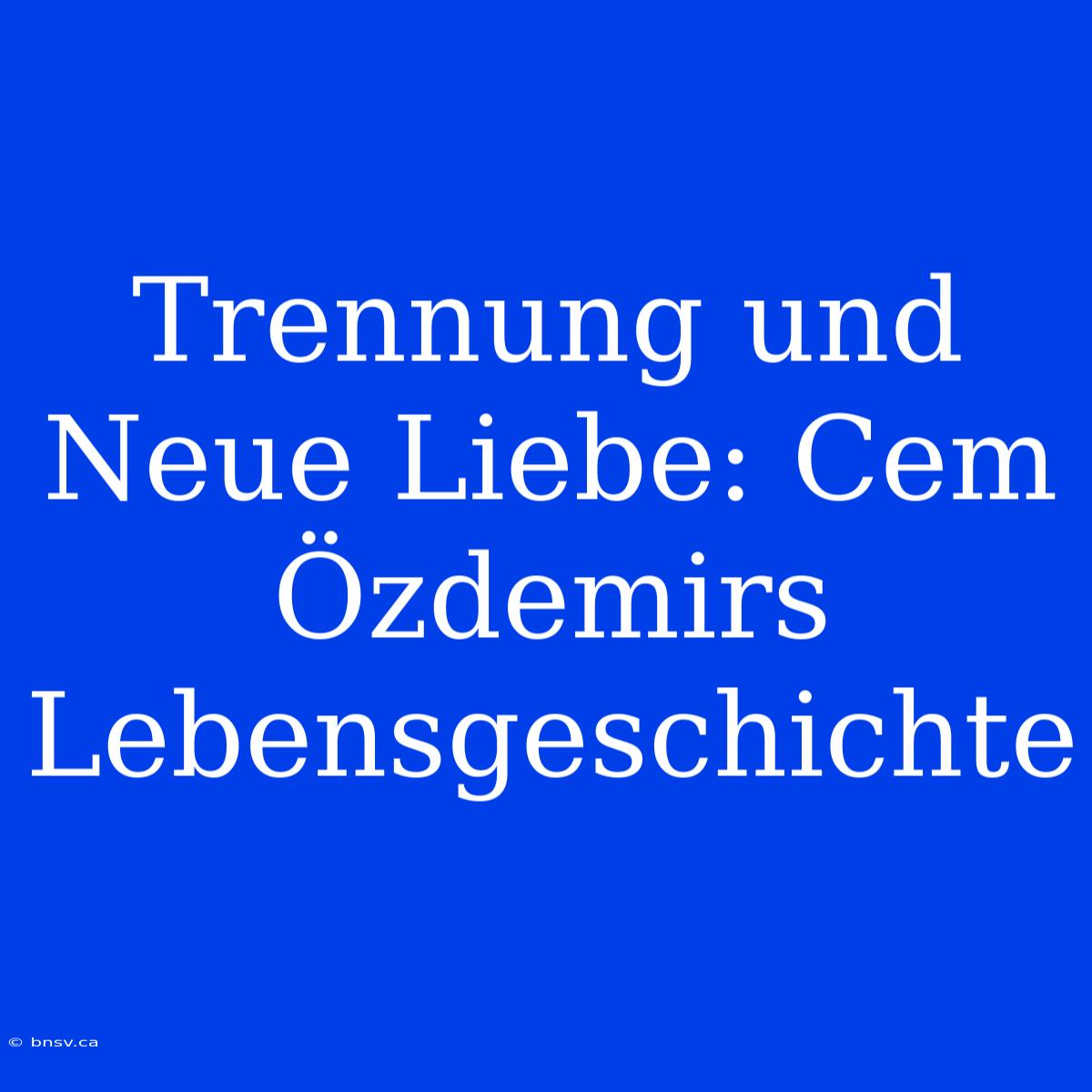 Trennung Und Neue Liebe: Cem Özdemirs Lebensgeschichte