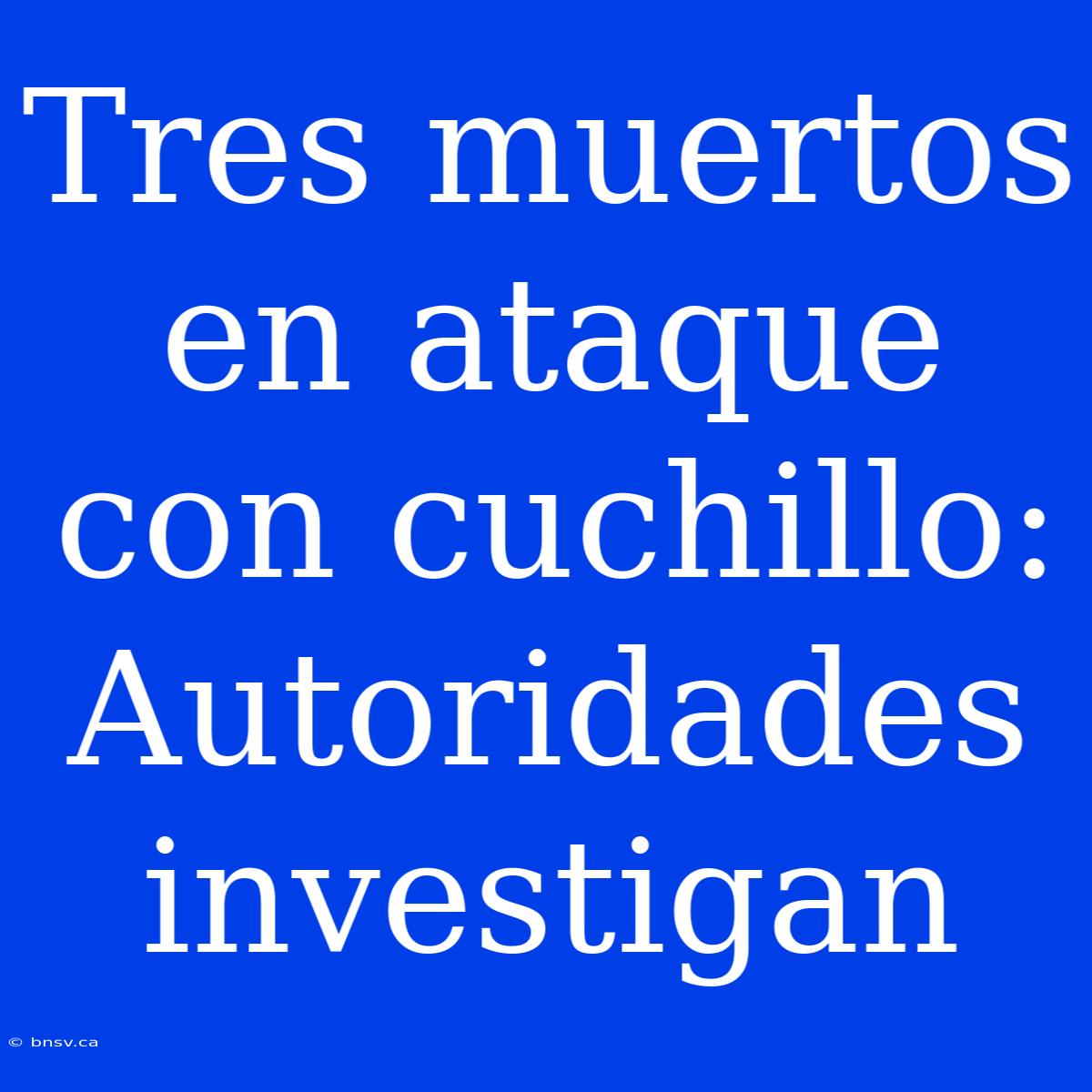 Tres Muertos En Ataque Con Cuchillo: Autoridades Investigan