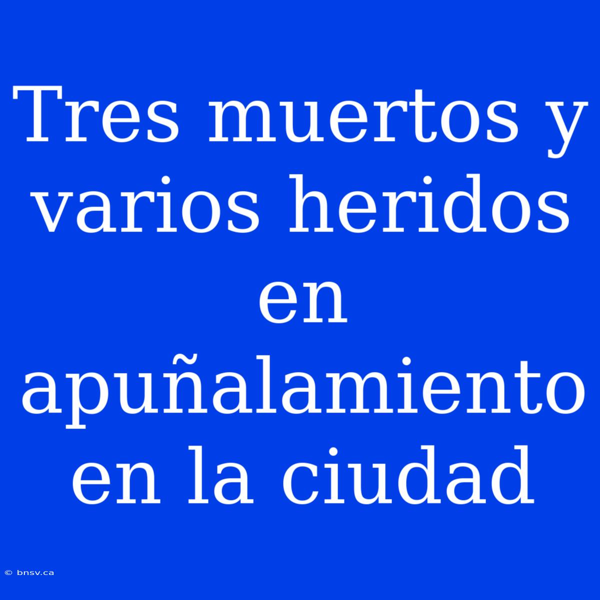 Tres Muertos Y Varios Heridos En Apuñalamiento En La Ciudad