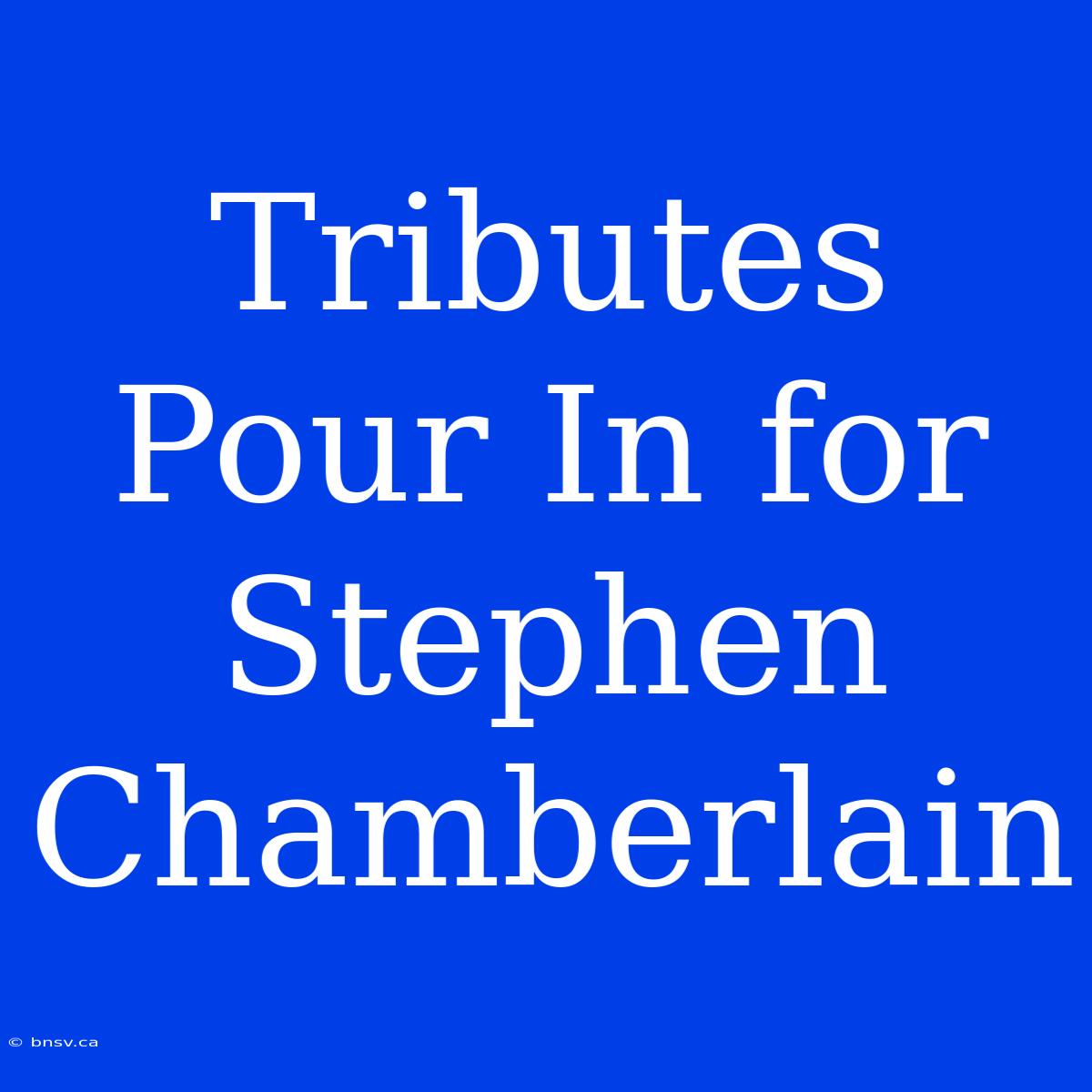 Tributes Pour In For Stephen Chamberlain