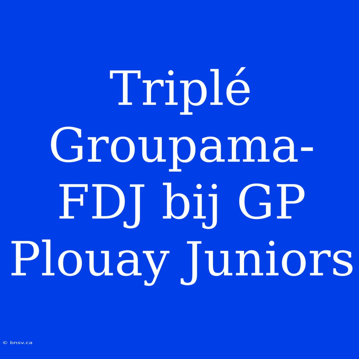 Triplé Groupama-FDJ Bij GP Plouay Juniors