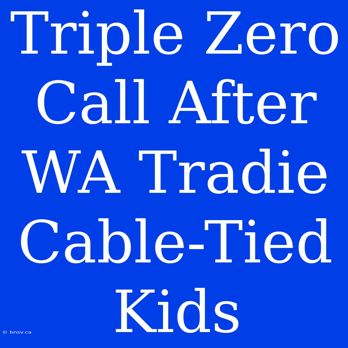 Triple Zero Call After WA Tradie Cable-Tied Kids