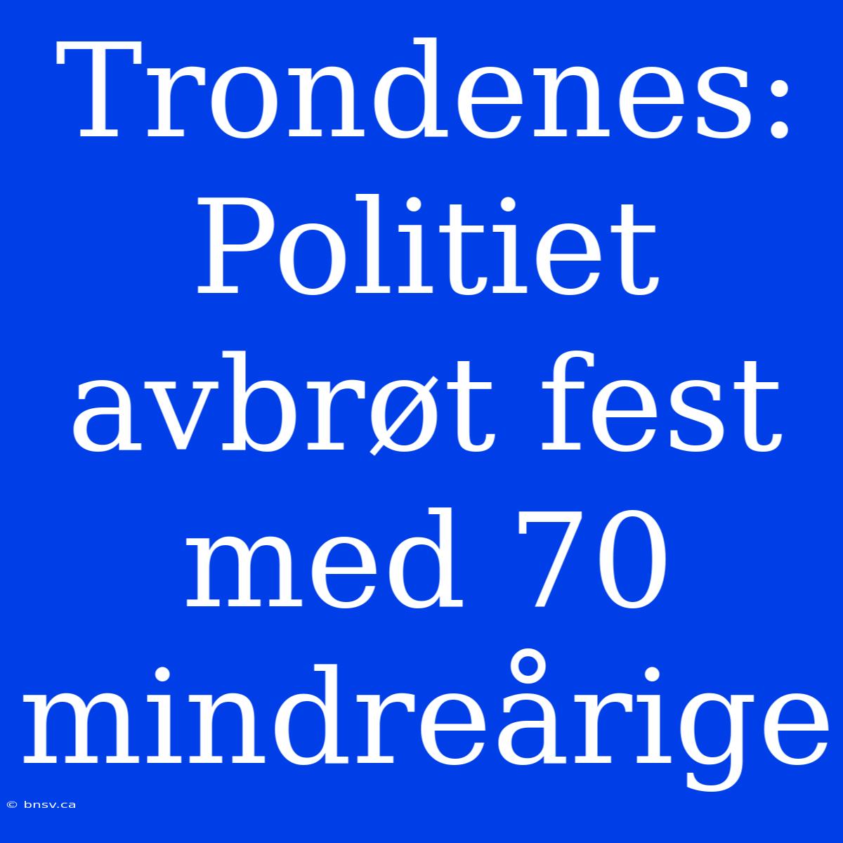 Trondenes: Politiet Avbrøt Fest Med 70 Mindreårige