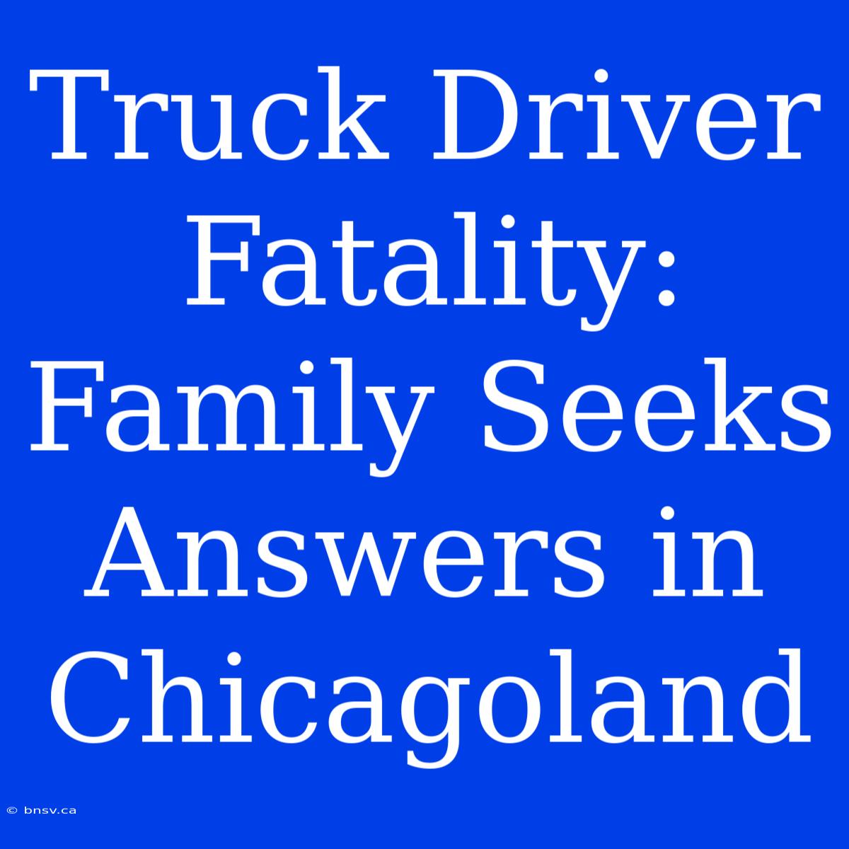 Truck Driver Fatality: Family Seeks Answers In Chicagoland