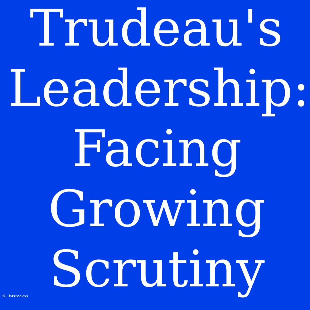 Trudeau's Leadership: Facing Growing Scrutiny