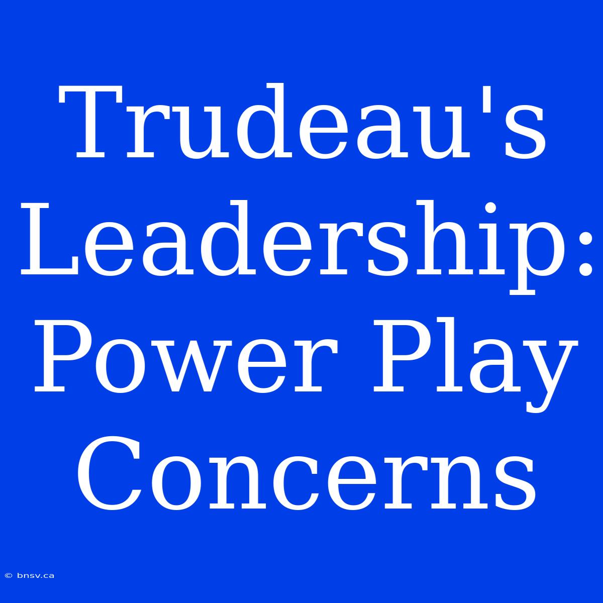 Trudeau's Leadership: Power Play Concerns