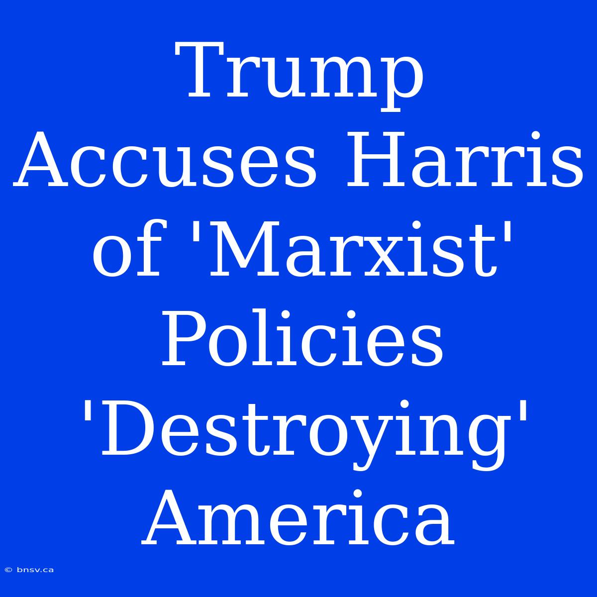 Trump Accuses Harris Of 'Marxist' Policies 'Destroying' America