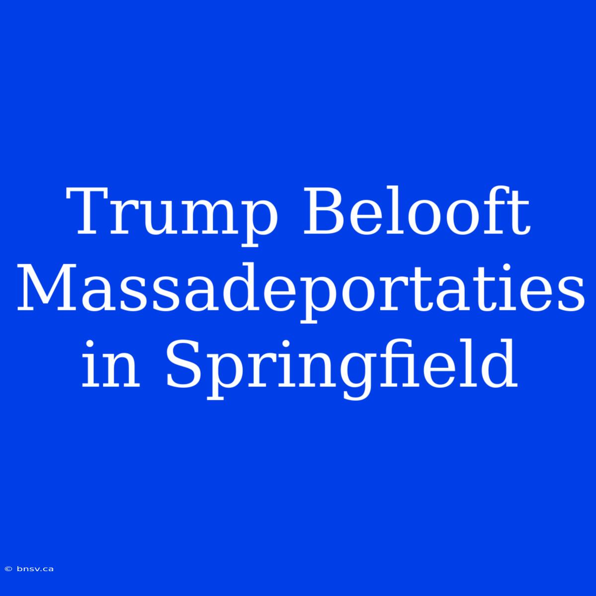 Trump Belooft Massadeportaties In Springfield