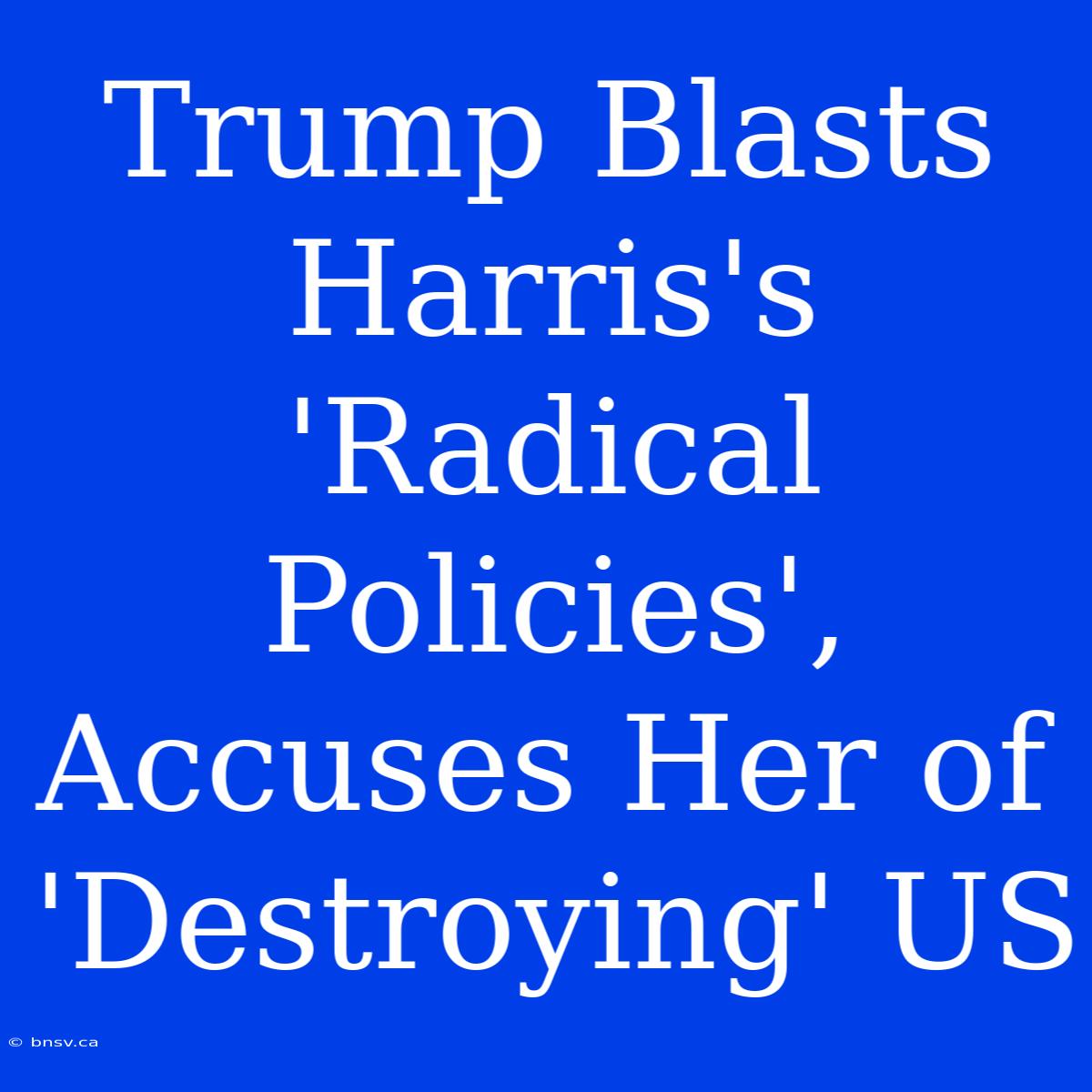 Trump Blasts Harris's 'Radical Policies', Accuses Her Of 'Destroying' US