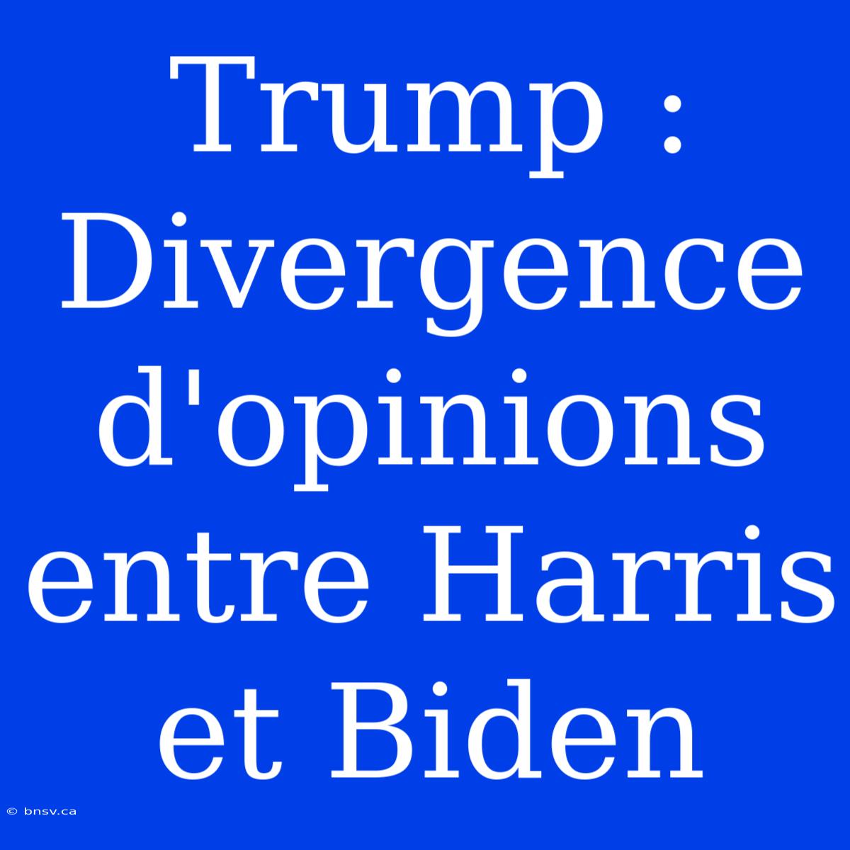 Trump : Divergence D'opinions Entre Harris Et Biden