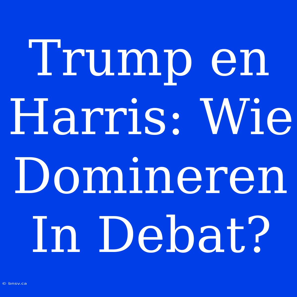 Trump En Harris: Wie Domineren In Debat?