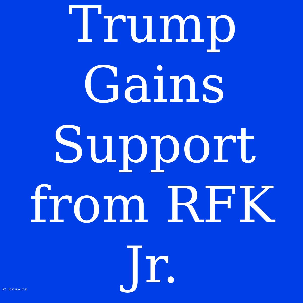 Trump Gains Support From RFK Jr.