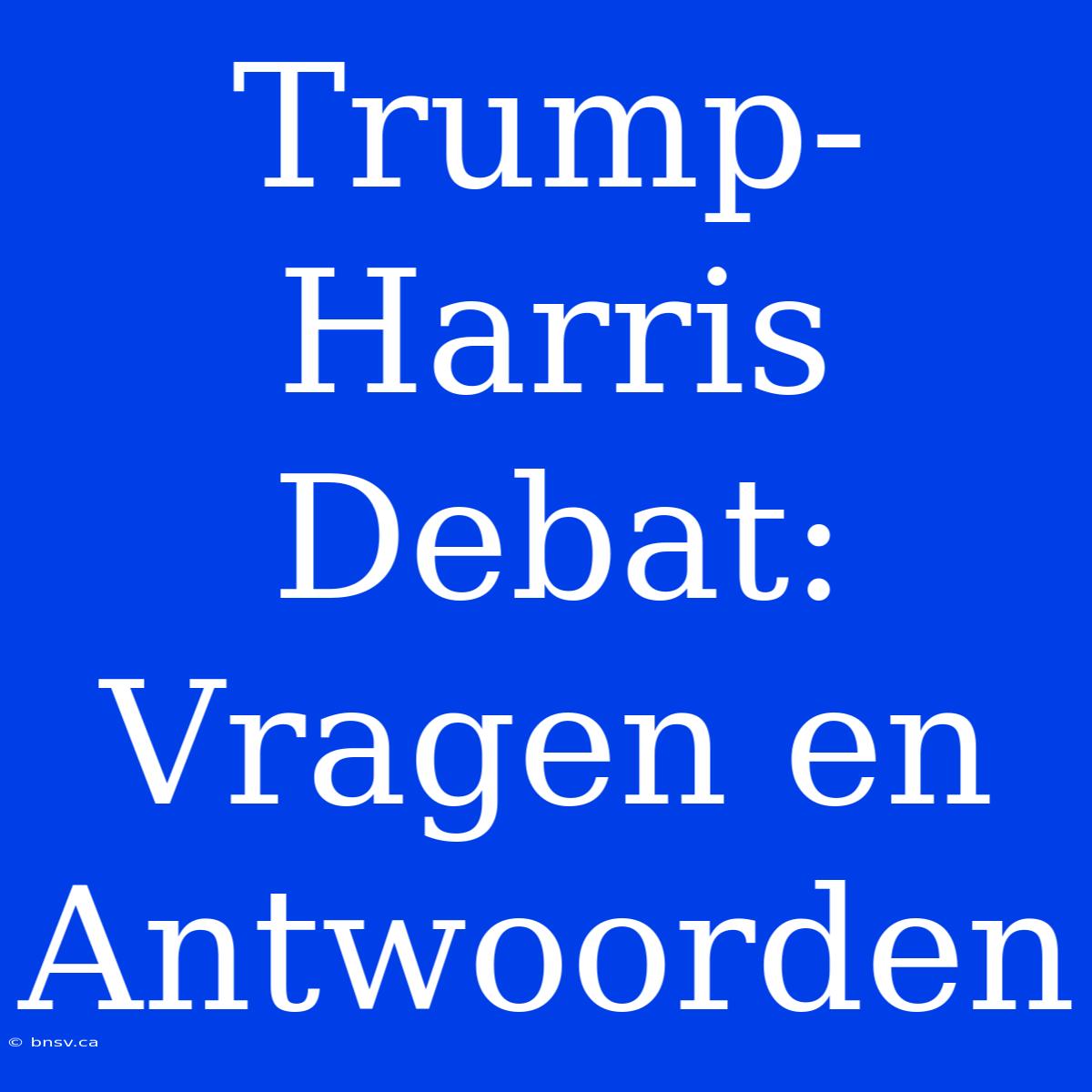 Trump-Harris Debat: Vragen En Antwoorden