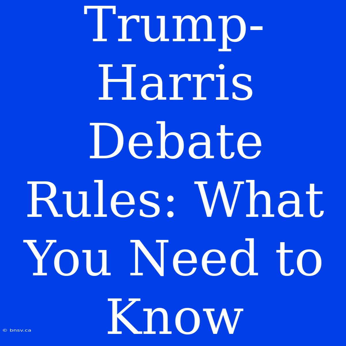 Trump-Harris Debate Rules: What You Need To Know