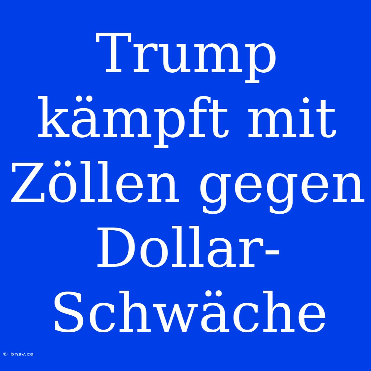 Trump Kämpft Mit Zöllen Gegen Dollar-Schwäche