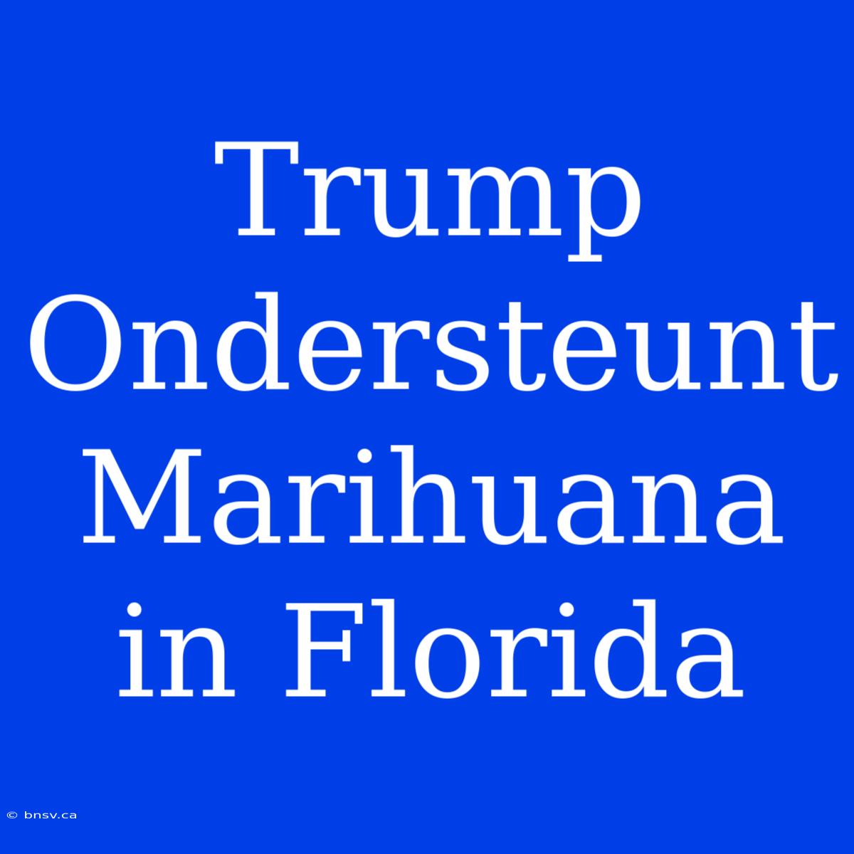 Trump Ondersteunt Marihuana In Florida