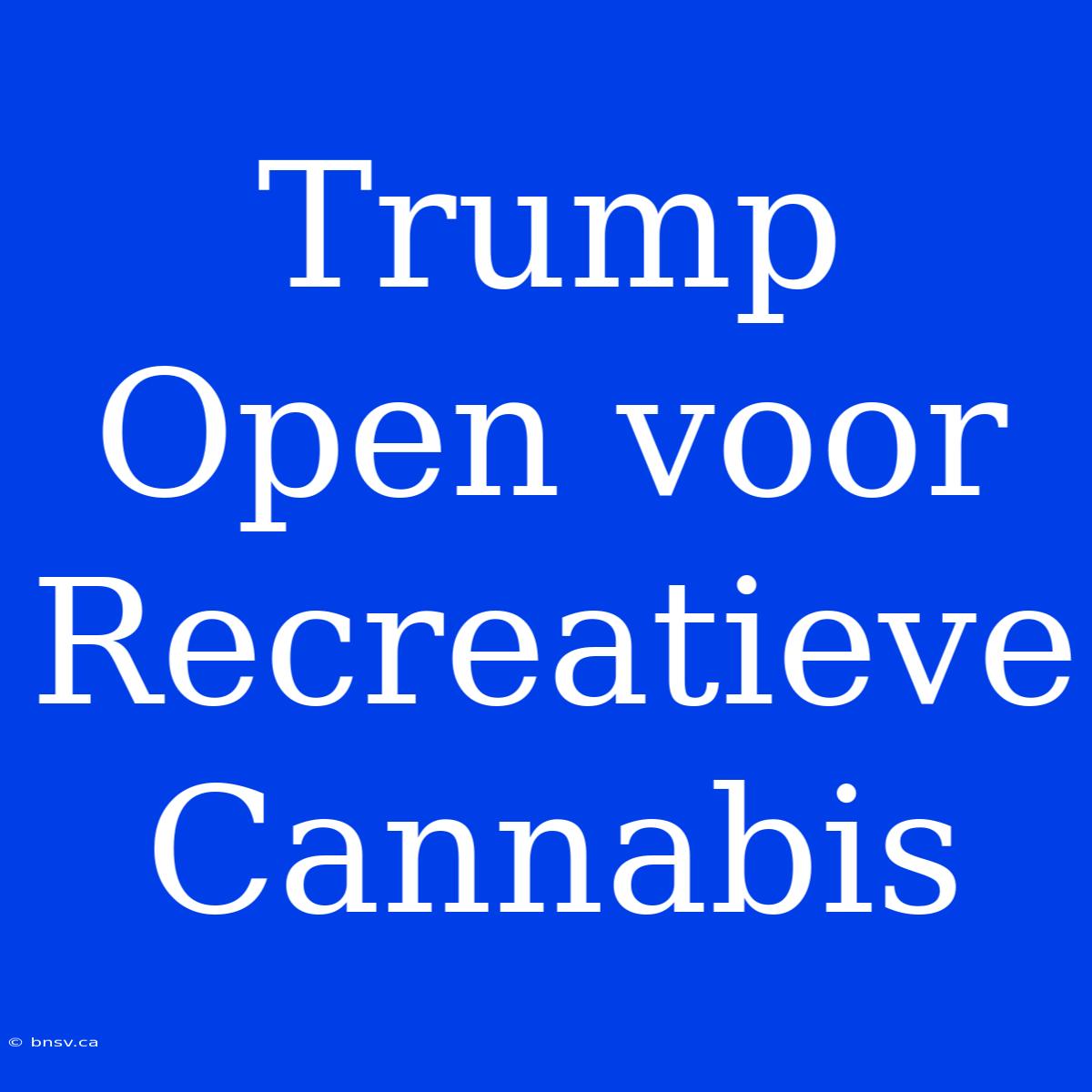 Trump Open Voor Recreatieve Cannabis