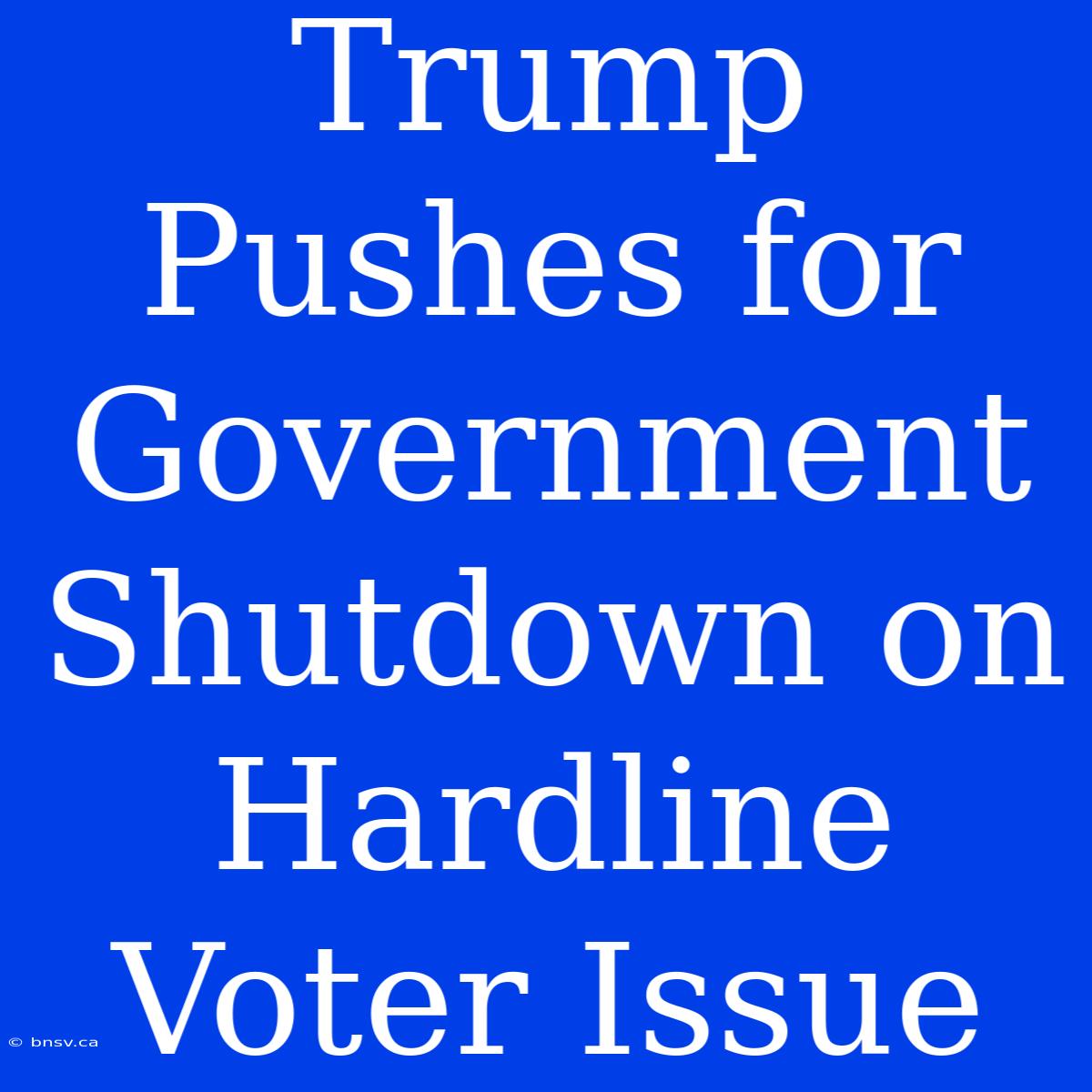 Trump Pushes For Government Shutdown On Hardline Voter Issue