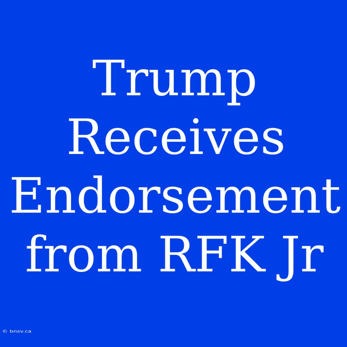 Trump Receives Endorsement From RFK Jr