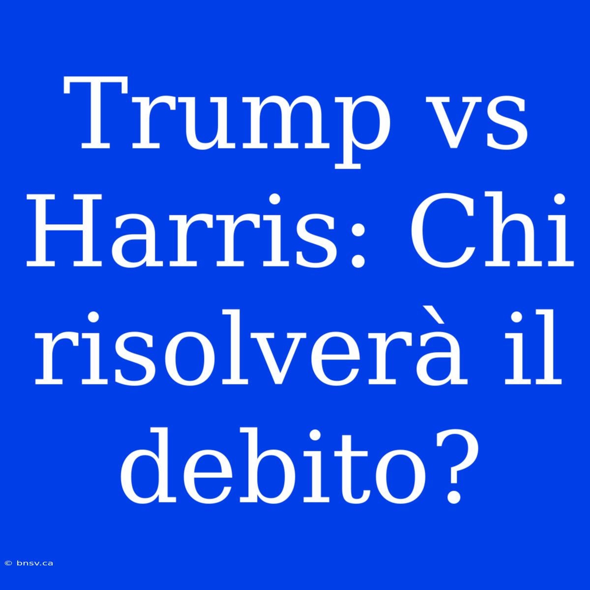 Trump Vs Harris: Chi Risolverà Il Debito?