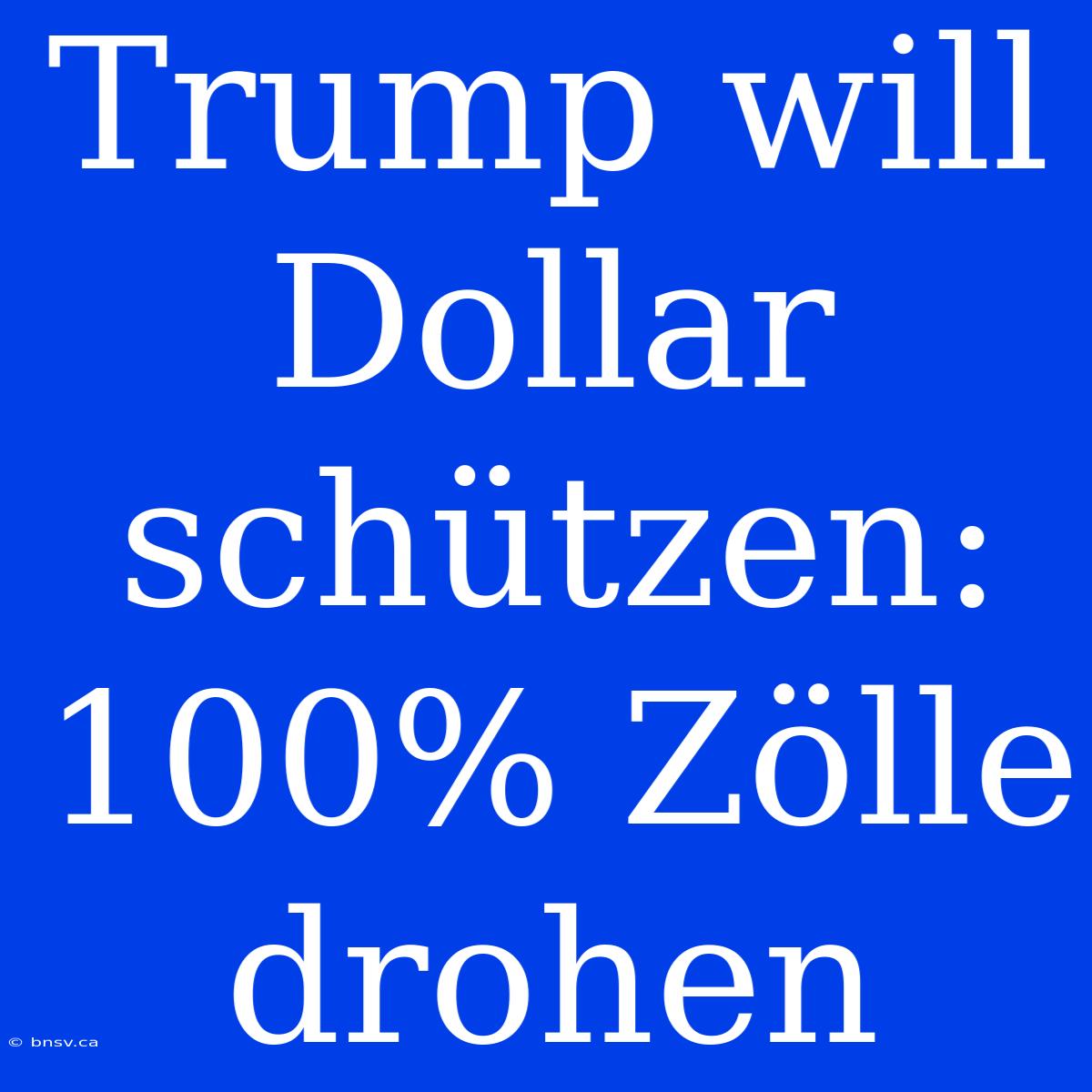 Trump Will Dollar Schützen: 100% Zölle Drohen