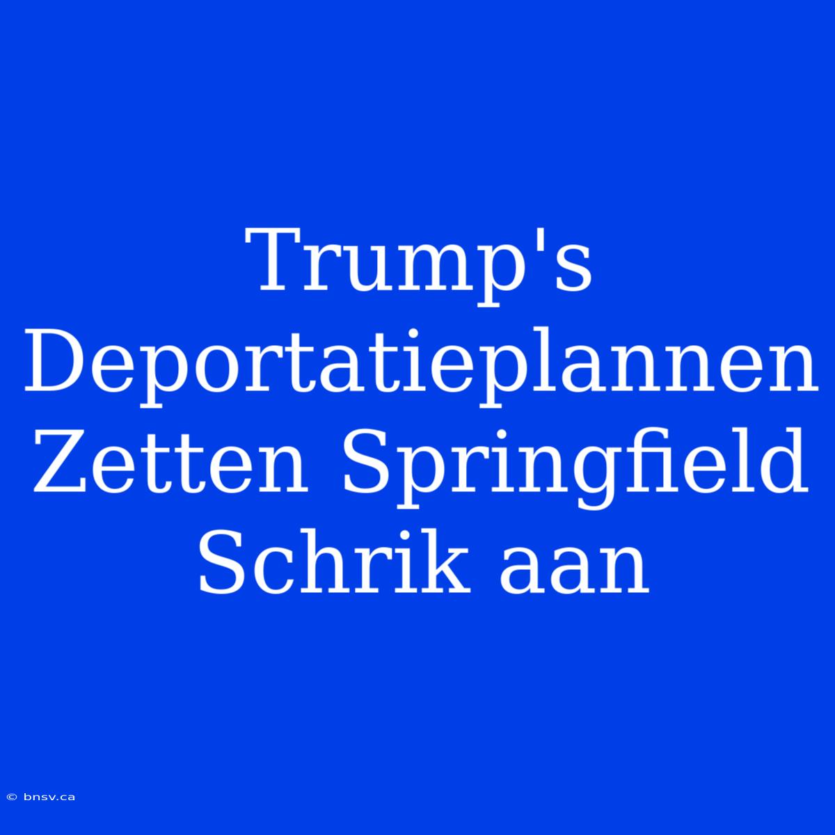 Trump's Deportatieplannen Zetten Springfield Schrik Aan