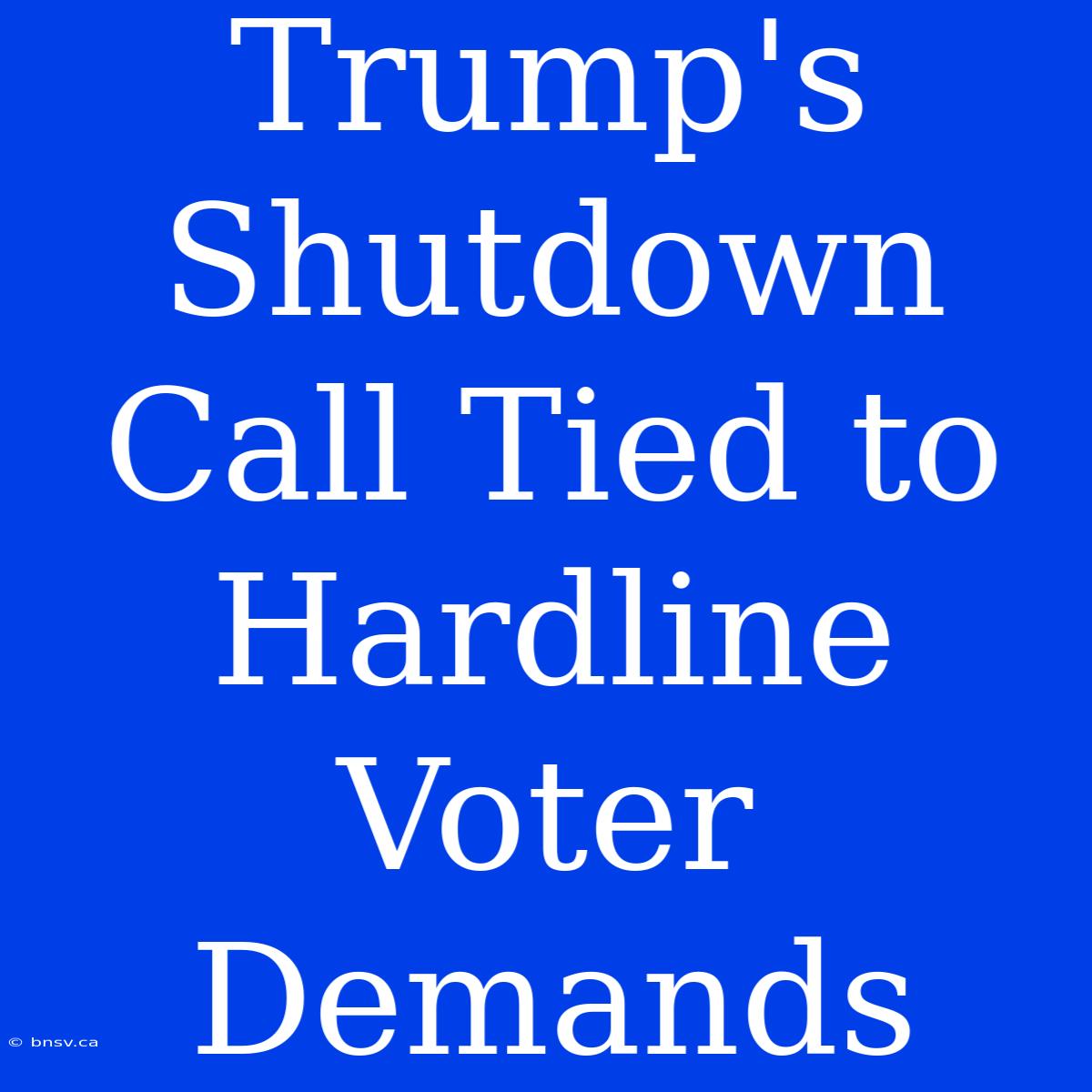 Trump's Shutdown Call Tied To Hardline Voter Demands