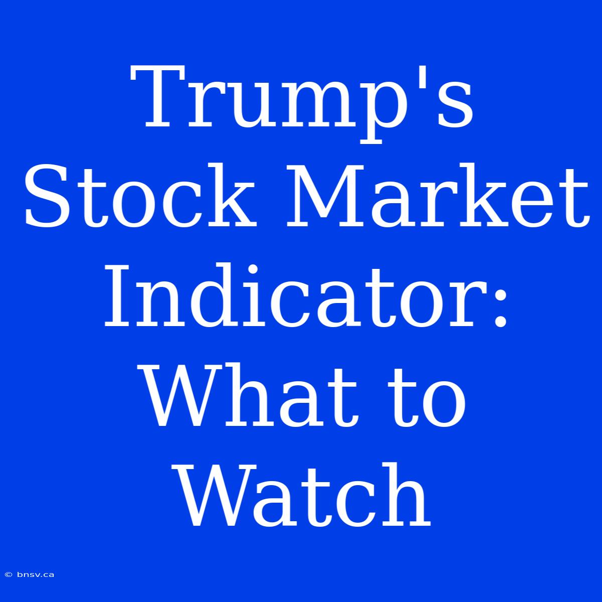 Trump's Stock Market Indicator: What To Watch