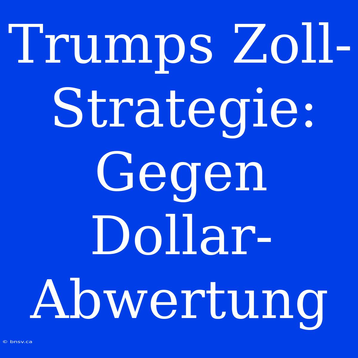 Trumps Zoll-Strategie: Gegen Dollar-Abwertung