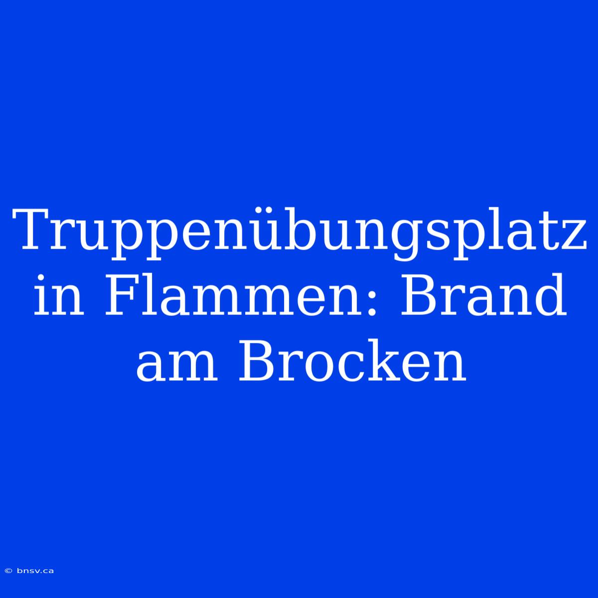 Truppenübungsplatz In Flammen: Brand Am Brocken