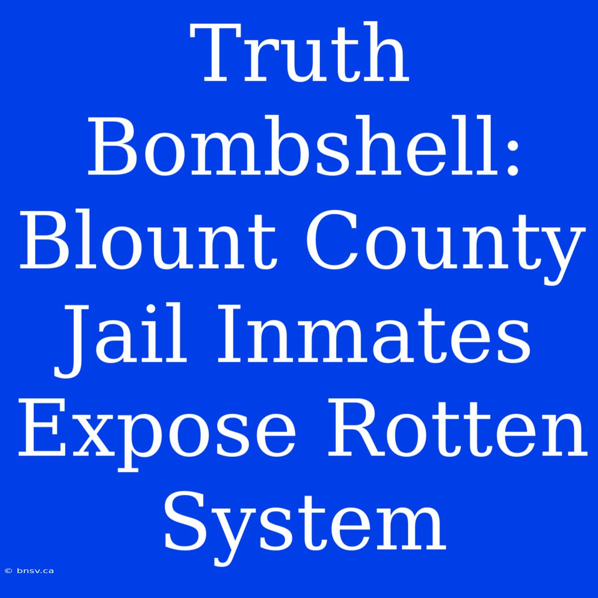 Truth Bombshell: Blount County Jail Inmates Expose Rotten System