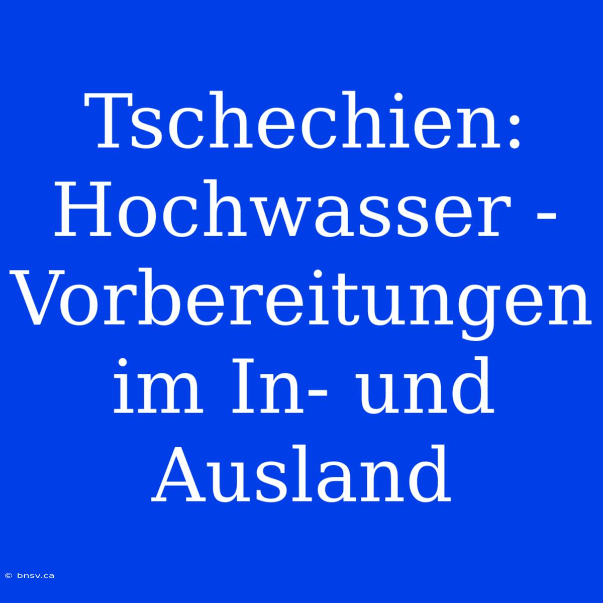 Tschechien: Hochwasser - Vorbereitungen Im In- Und Ausland