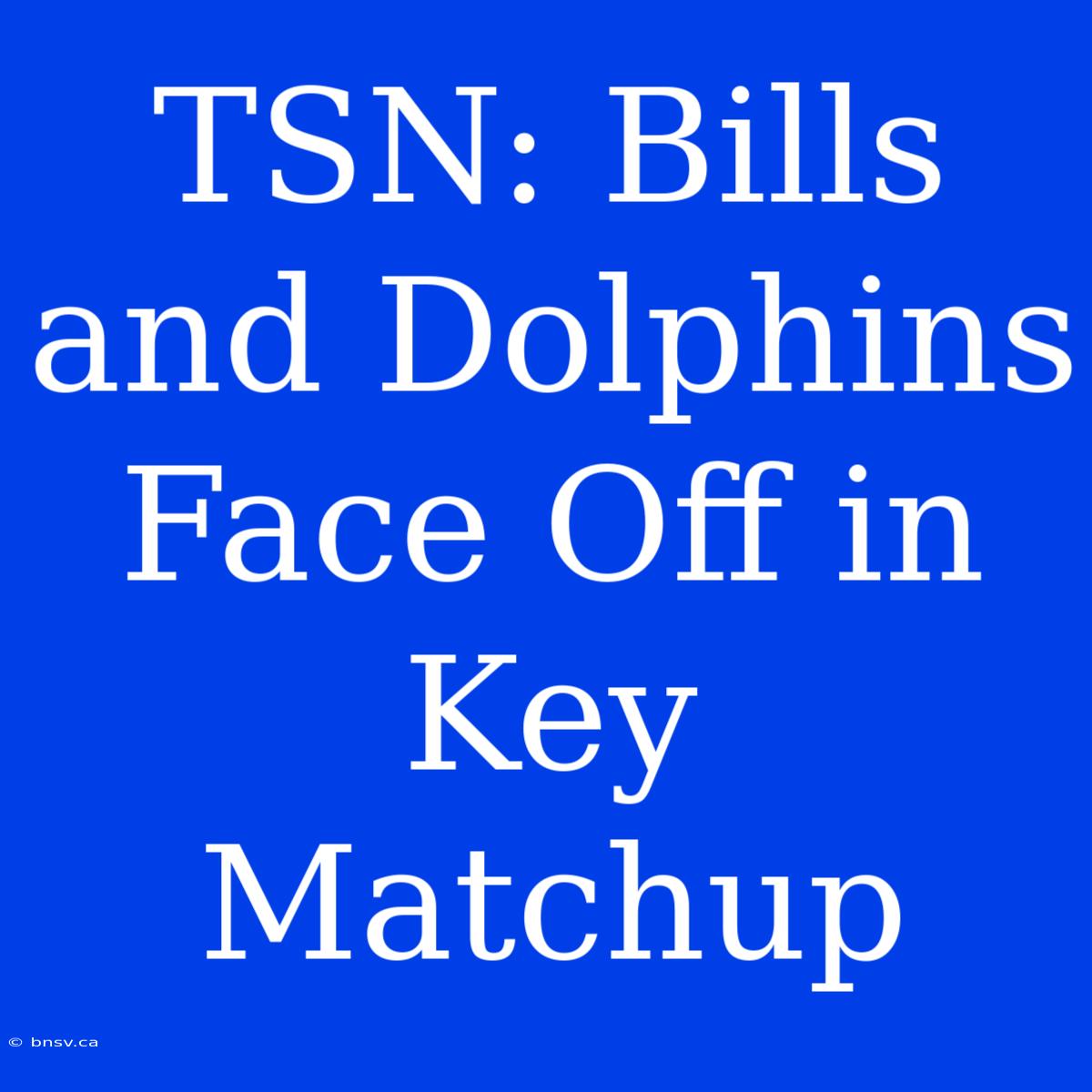 TSN: Bills And Dolphins Face Off In Key Matchup