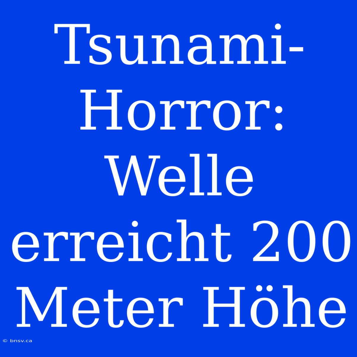 Tsunami-Horror: Welle Erreicht 200 Meter Höhe