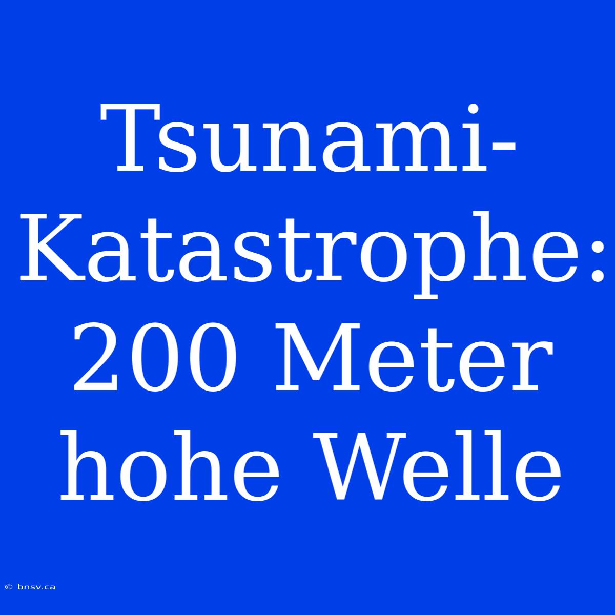 Tsunami-Katastrophe: 200 Meter Hohe Welle