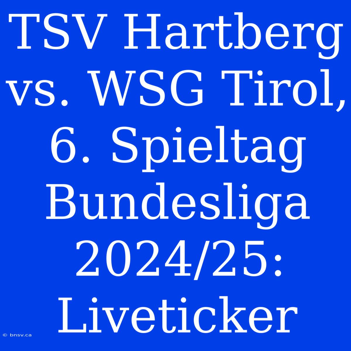 TSV Hartberg Vs. WSG Tirol, 6. Spieltag Bundesliga 2024/25: Liveticker