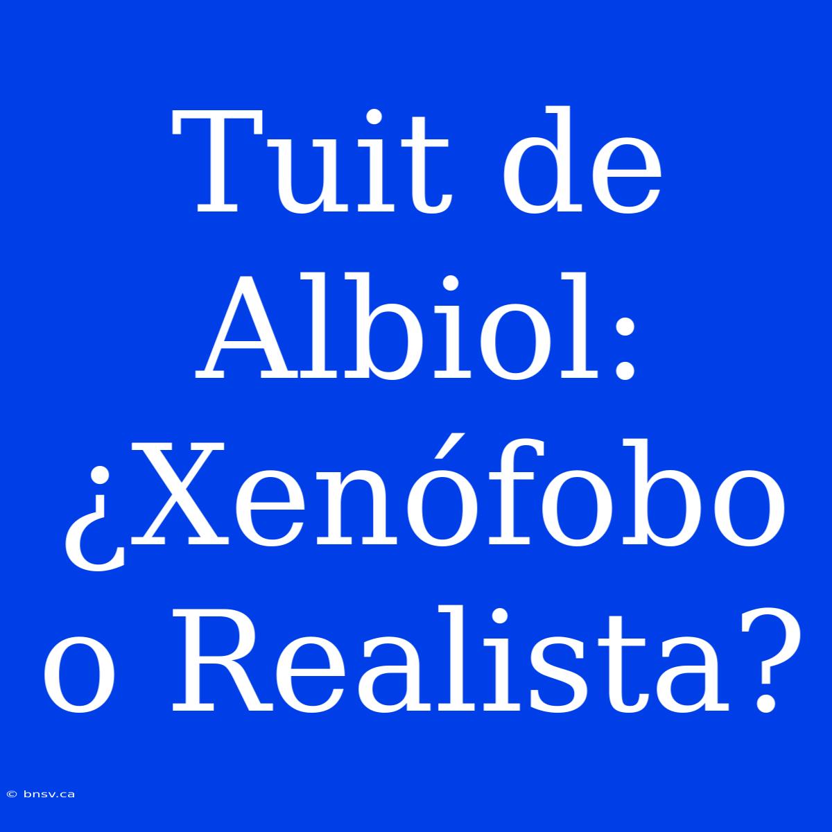 Tuit De Albiol: ¿Xenófobo O Realista?