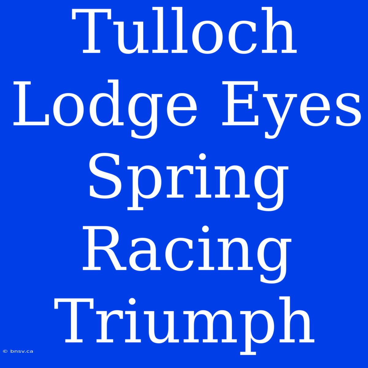 Tulloch Lodge Eyes Spring Racing Triumph